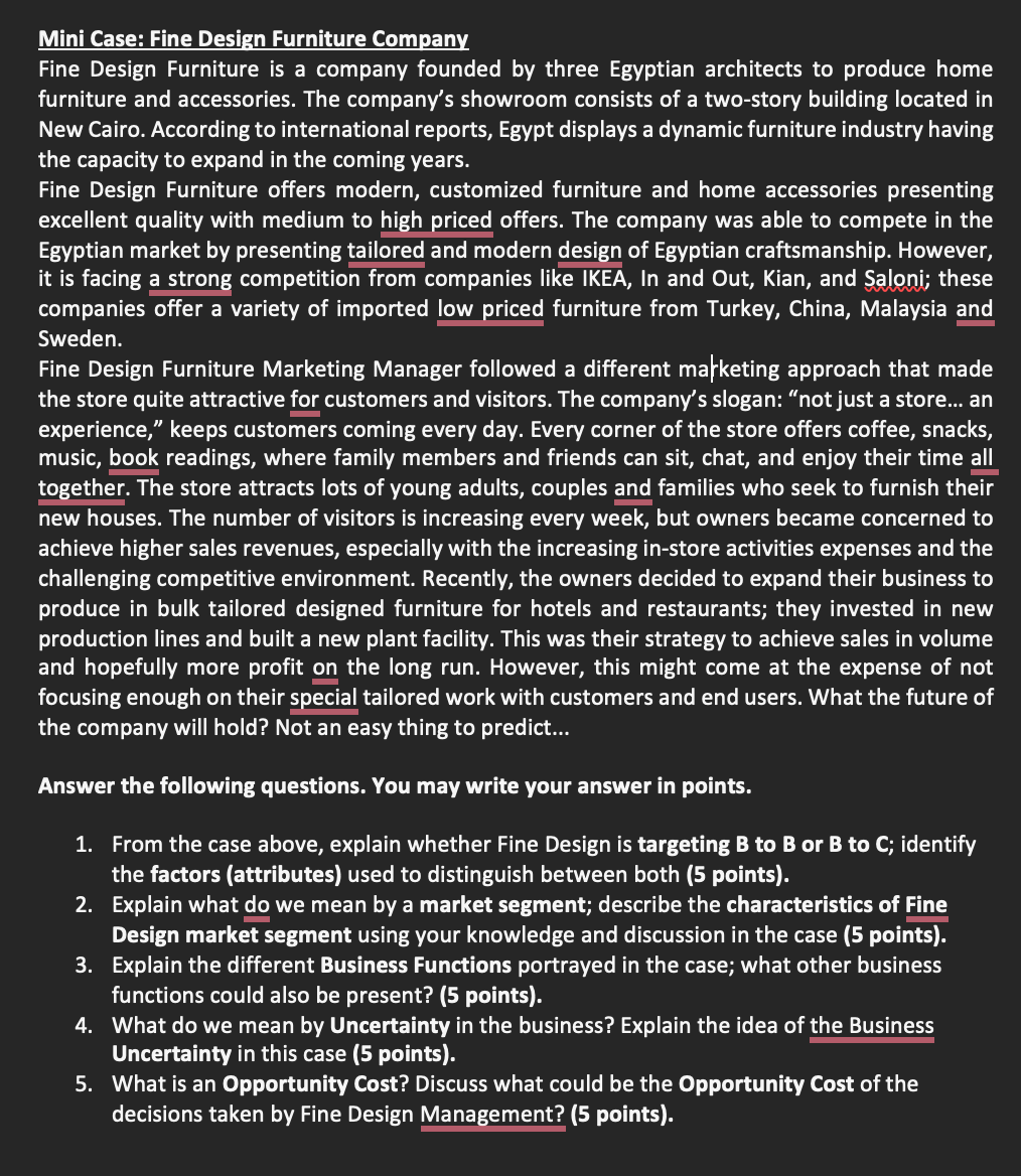 Answer the following questions. You may write your answer in points. Mini