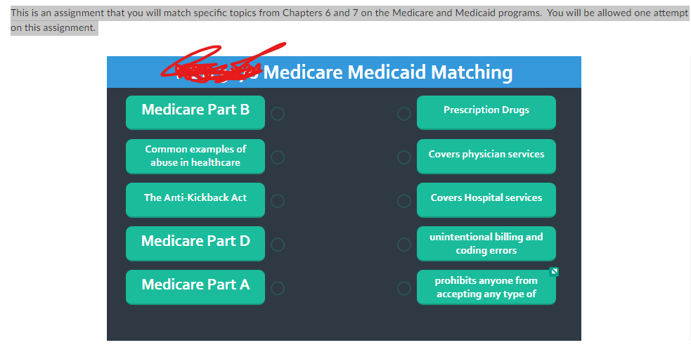This is an assignment that you will match specific topics from Chapters