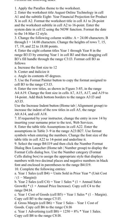 instructions. Based on the data in the completed worksheet, design a clustered