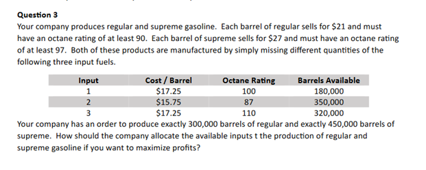 Please use excel Solver!!! Question 3 Your company produces regular and supreme