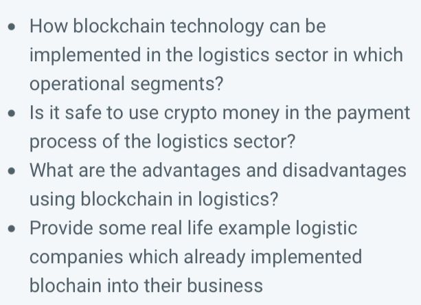  How blockchain technology can be implemented in the logistics sector in