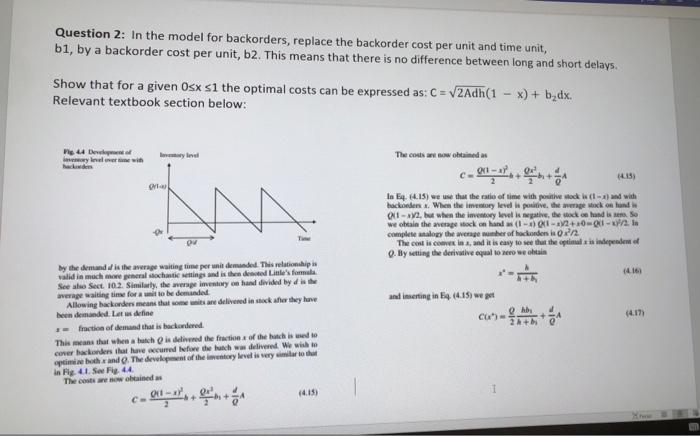  Question 2: In the model for backorders, replace the backorder cost