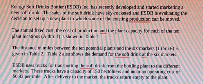 please use solver in excel and show work! thank you! Energy Soft
