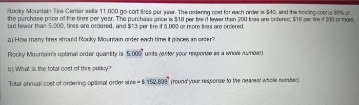  explain me step by step please Rocky Mountain Tire Center sells