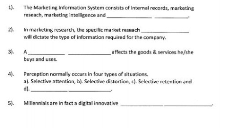 Please type out the solution, tq 1). The Marketing Information System consists
