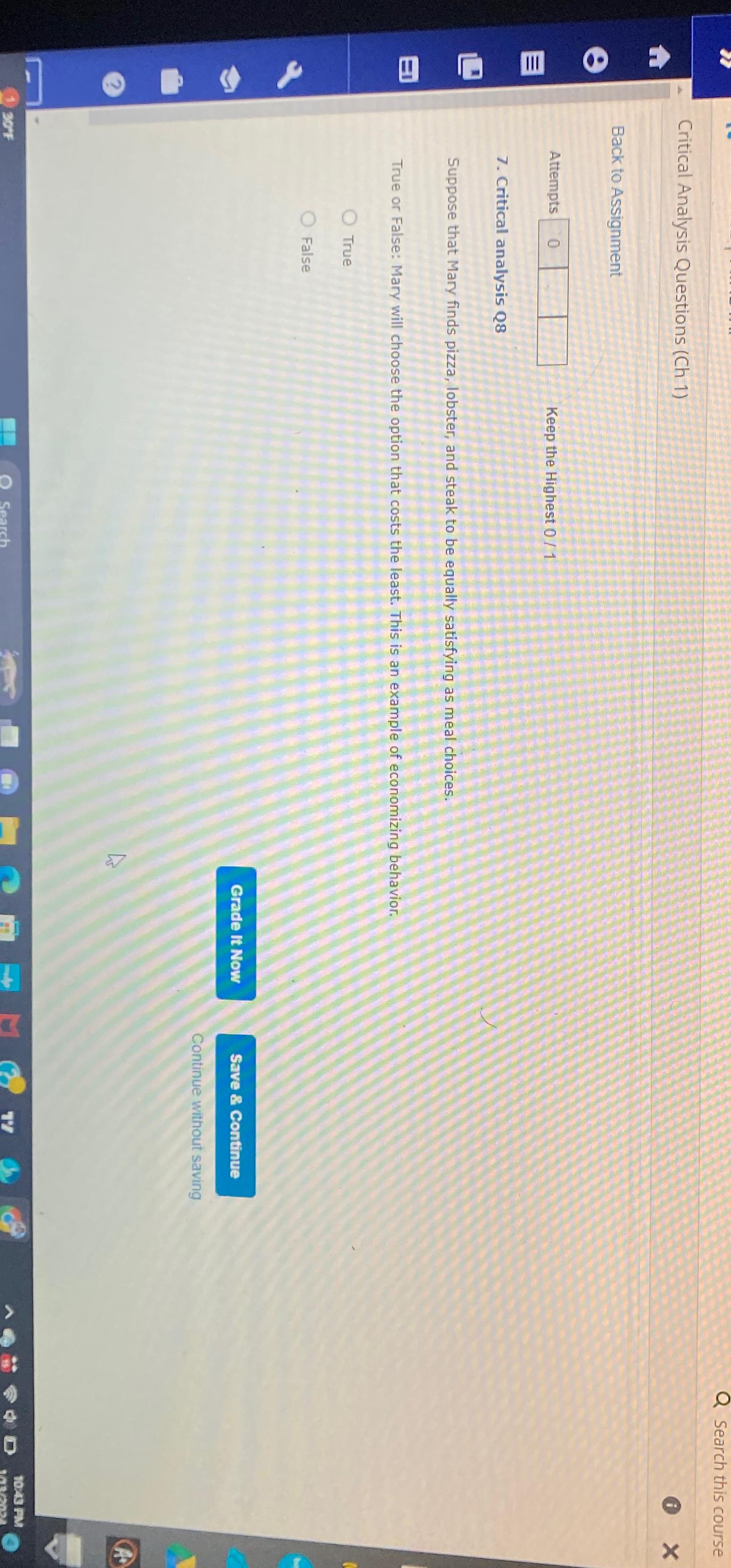  Critical Analysis Questions (Ch 1) Back to Assignment Attempts 0 Keep