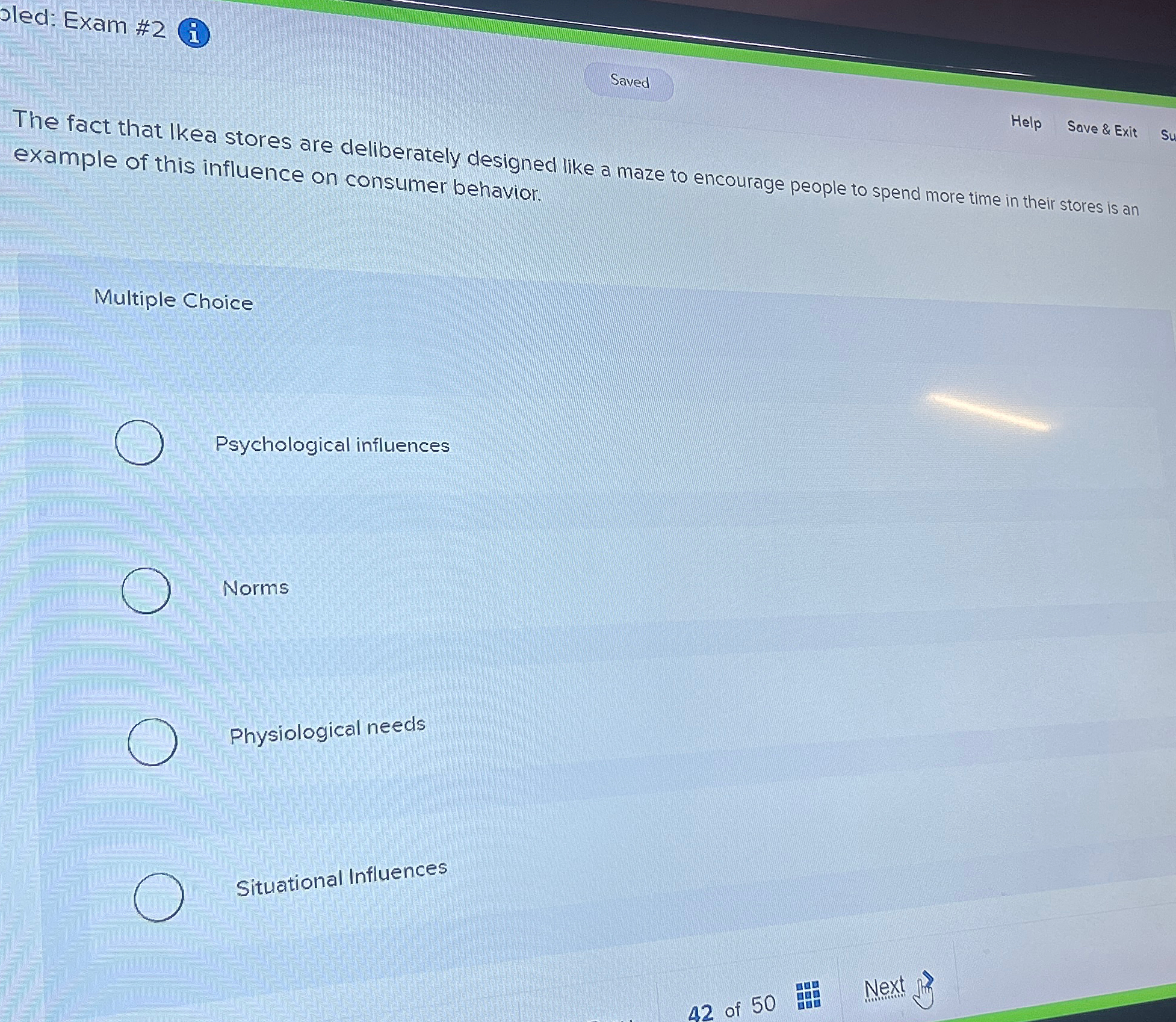  Jled: Exam #2 Saved Help Save & Exit The fact that