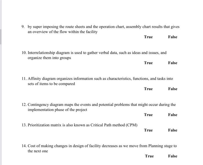 false, mention the correct answer : 1. Facilities Planning is concerned with