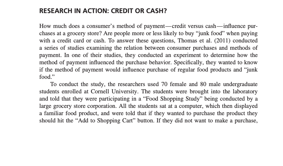  Use the Thomas et al. (2011) study to answer the following