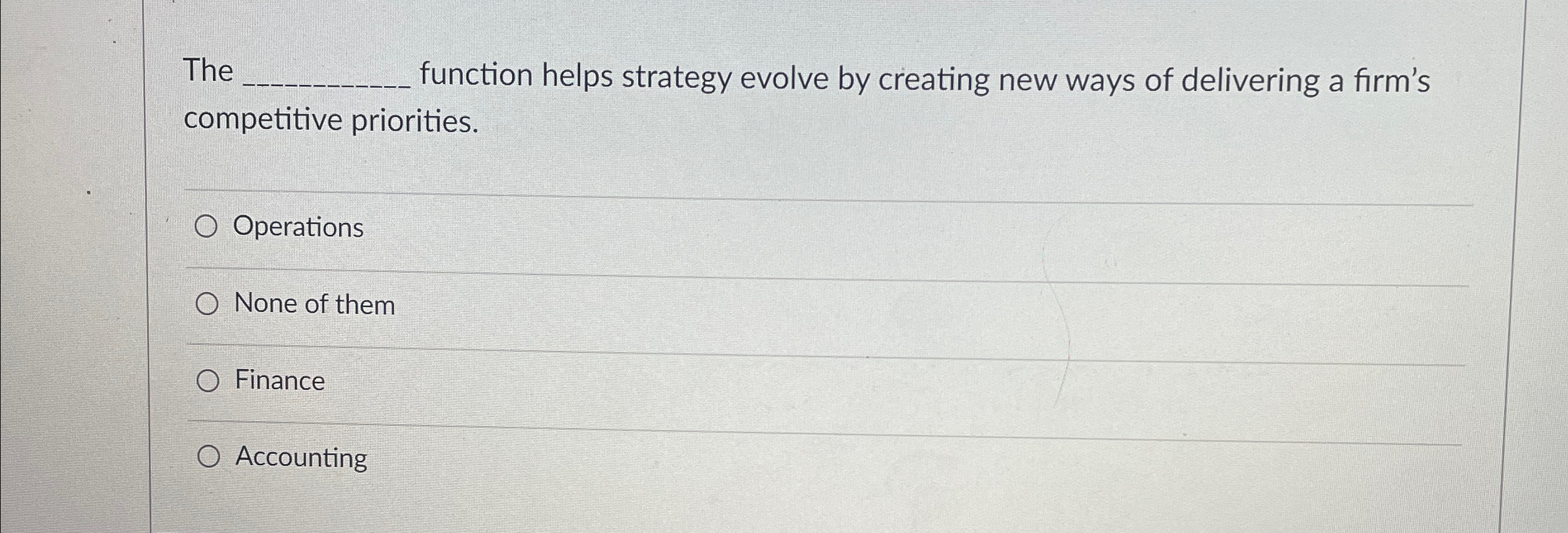  The function helps strategy evolve by creating new ways of delivering