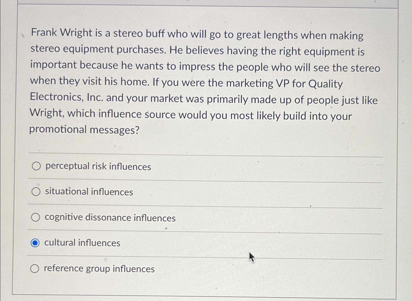  Frank Wright is a stereo buff who will go to great