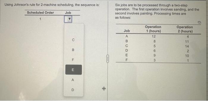  can you please help me answer: Using Johnson's rule for 2-machine
