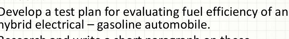  Develop a test plan for evaluating fuel efficiency of a Hybrid