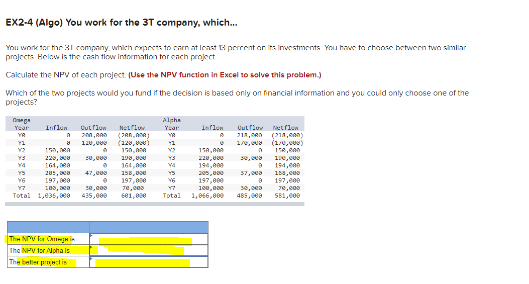 PLEASE SOLVE AND EXPLAIN for the highlighted EX2-4 (Algo) You work for