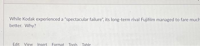 While Kodak experienced a "spectacular failure", its long-term rival Fujifilm managed