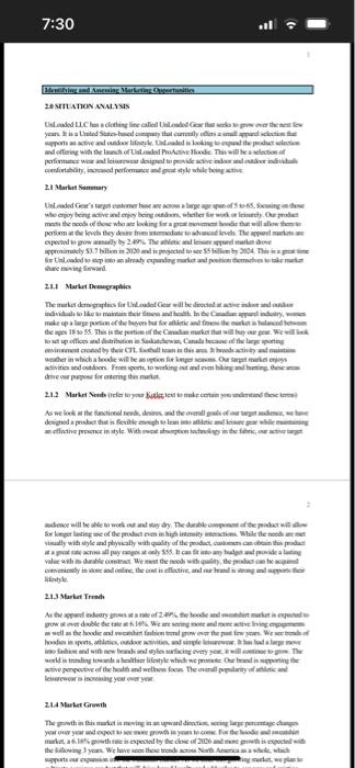  ***PLEASE HELP WITH SECTIONS 4.0 through 5.3.*** GB530M3-3: Develop strategic marketing