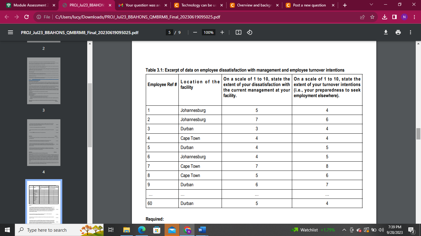QUESTION 3 (20 Marks) Study the information provided below and answer the