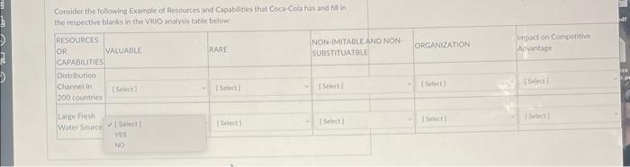 yes or no for each box Corisider the following Eaxample of Aesources