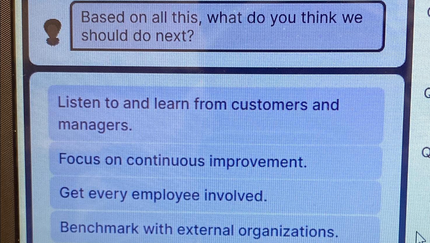  Based on all this, what do you think we should do