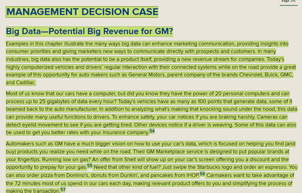 DQ 2 Post: Big Data - Potential Big Revenue for GM? 1st