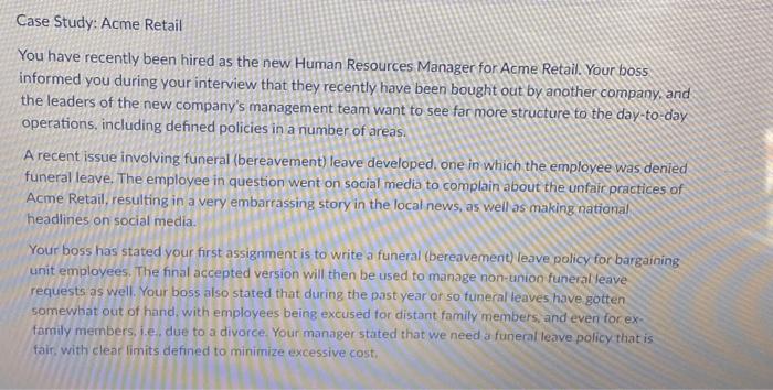  case study assignment The employer operates a large retail store in