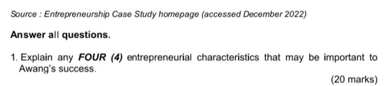 Source : Entrepreneurship Case Study homepage (accessed December 2022) Answer all