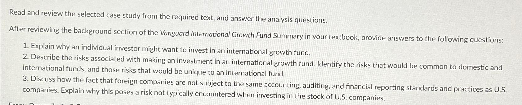  Read and review the selected case study from the required text,