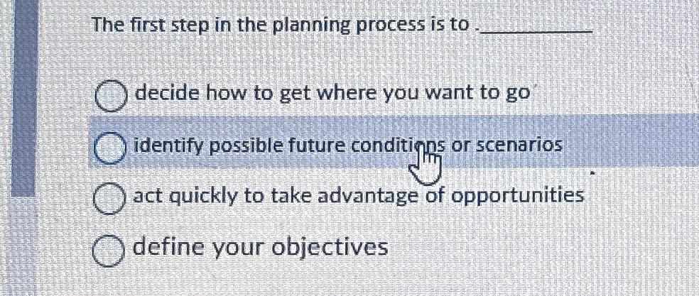  The first step in the planning process is to decide how