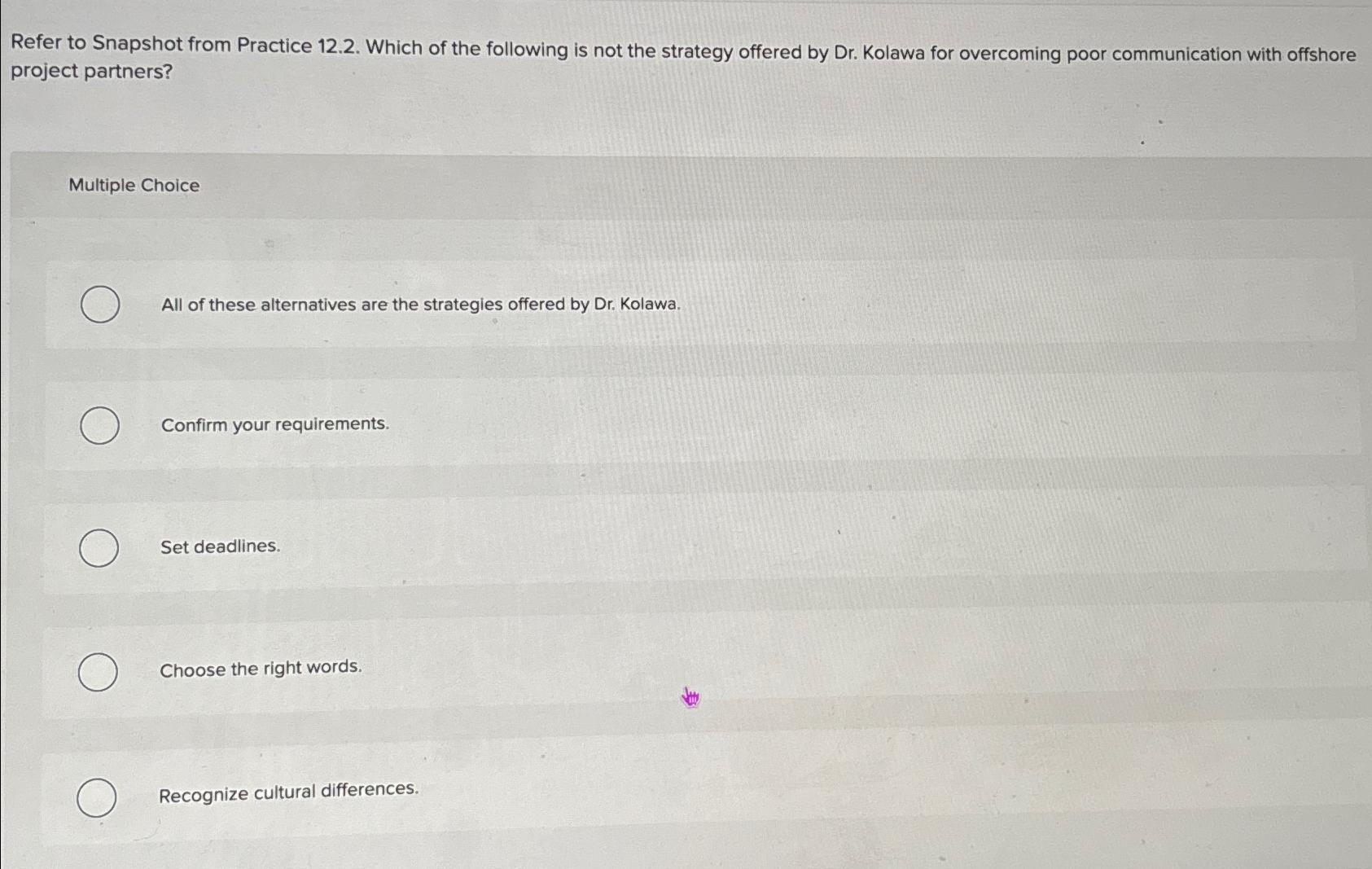  Refer to Snapshot from Practice 12.2. Which of the following is