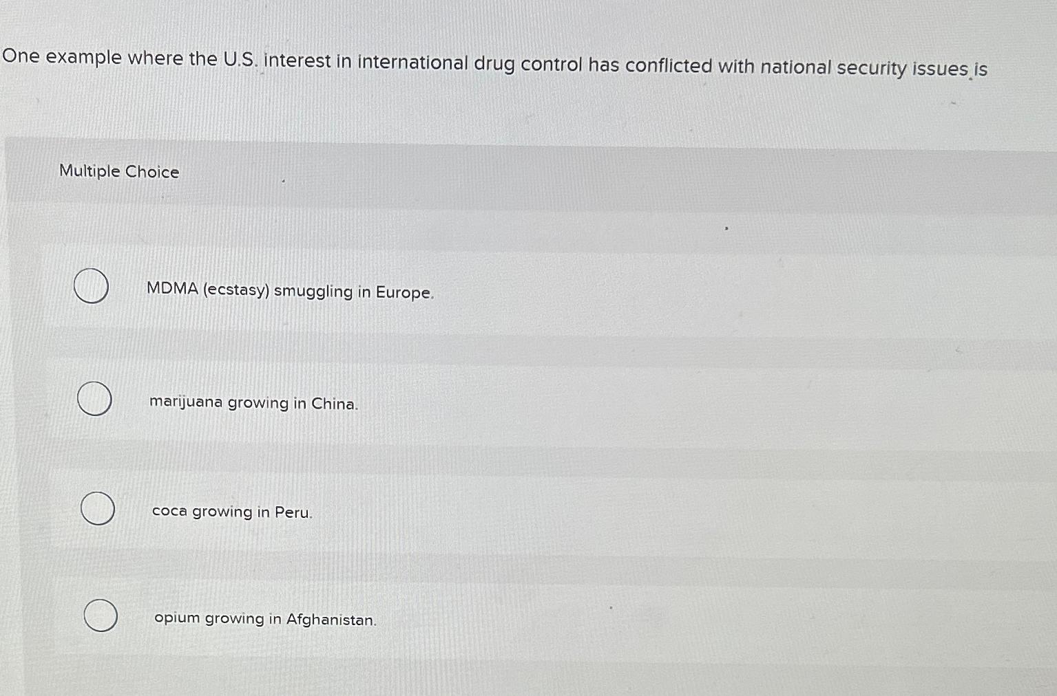  One example where the U.S. interest in international drug control has