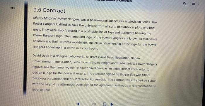 Business Law Reply using the IRAC method 9.5 Contract Mighty Morphin'