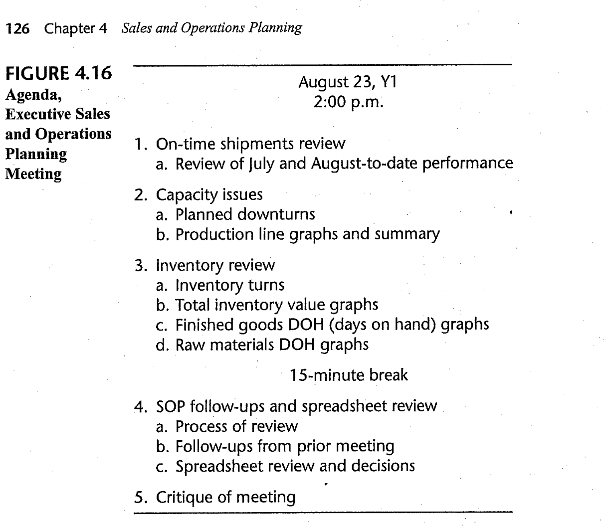 What other items (minimum 4) should be included on the Executive Sales