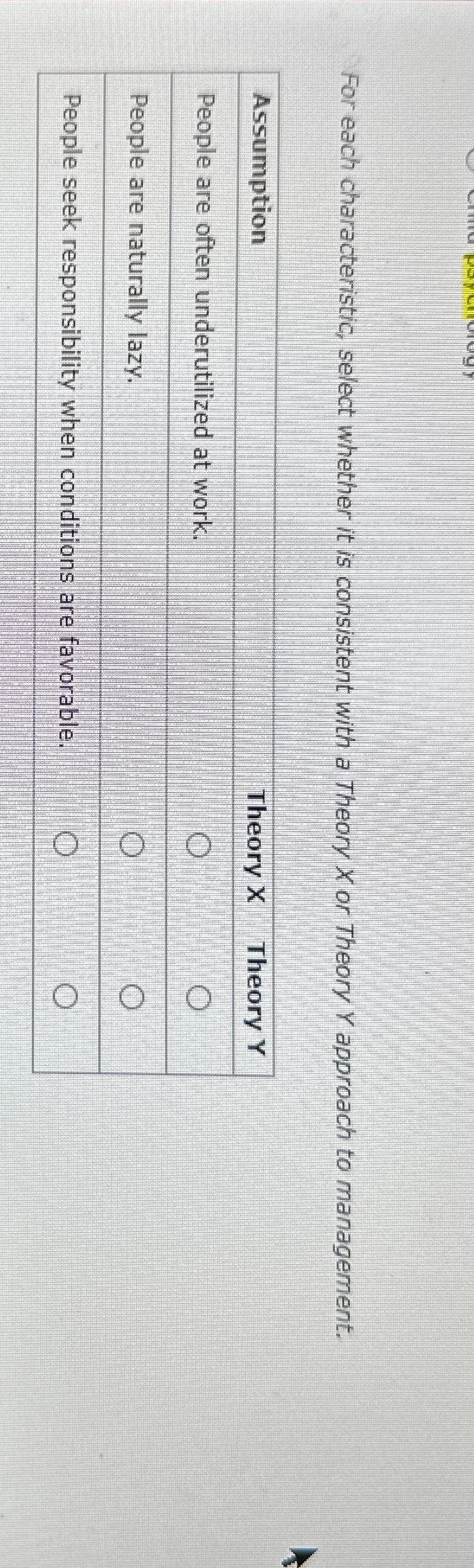  For each characteristic, select whether it is consistent with a Theory