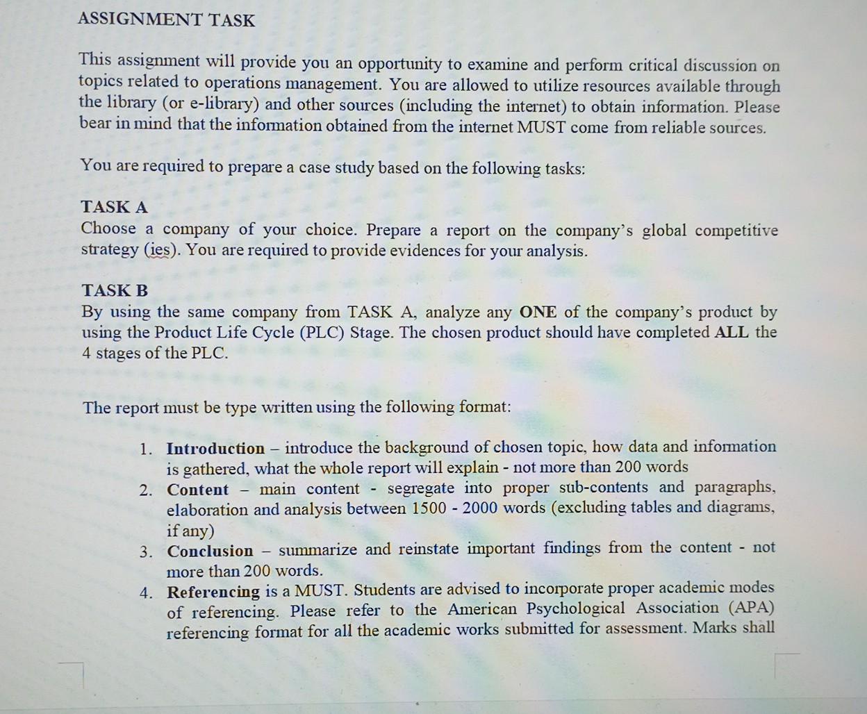  ASSIGNMENT TASK This assignment will provide you an opportunity to examine