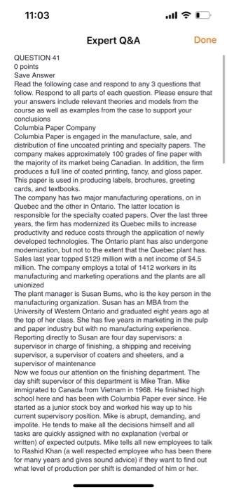  0 points Save Answer Read the following case and respond to