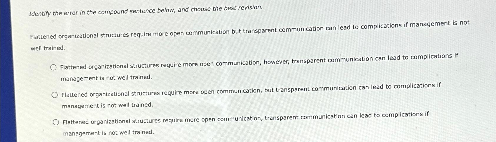  Identify the error in the compound sentence below, and choose the