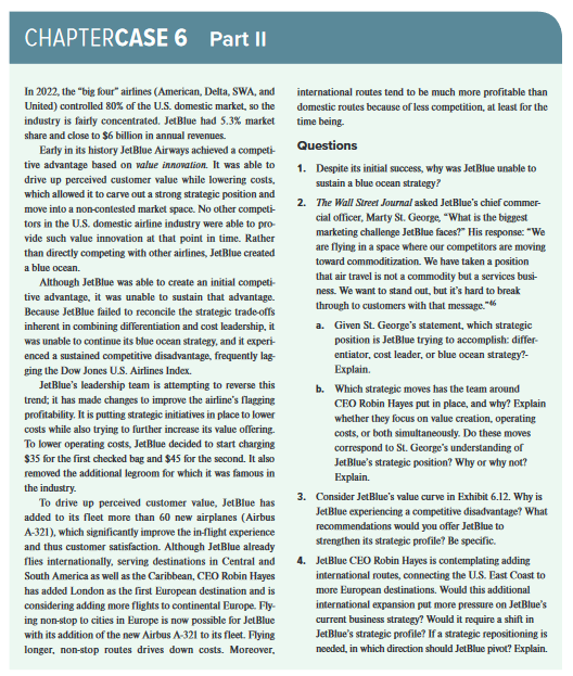what JetBlue can do to strengthen its strategic profile. CHAPTERCASE 6 Part