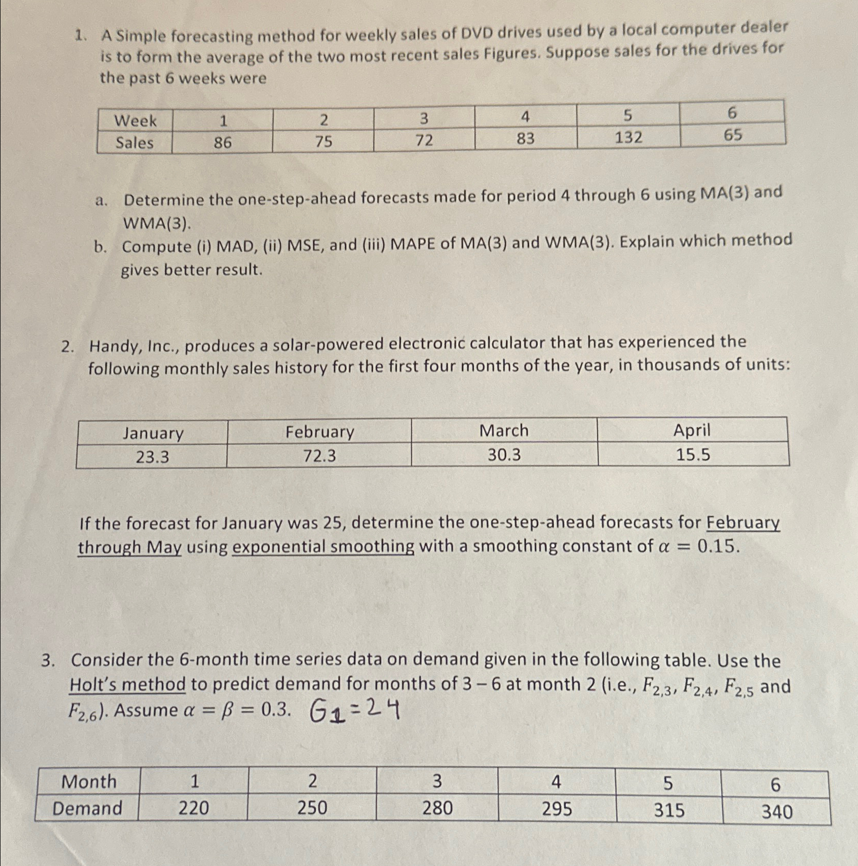  *SOLVE IN EXCEL* A Simple forecasting method for weekly sales of