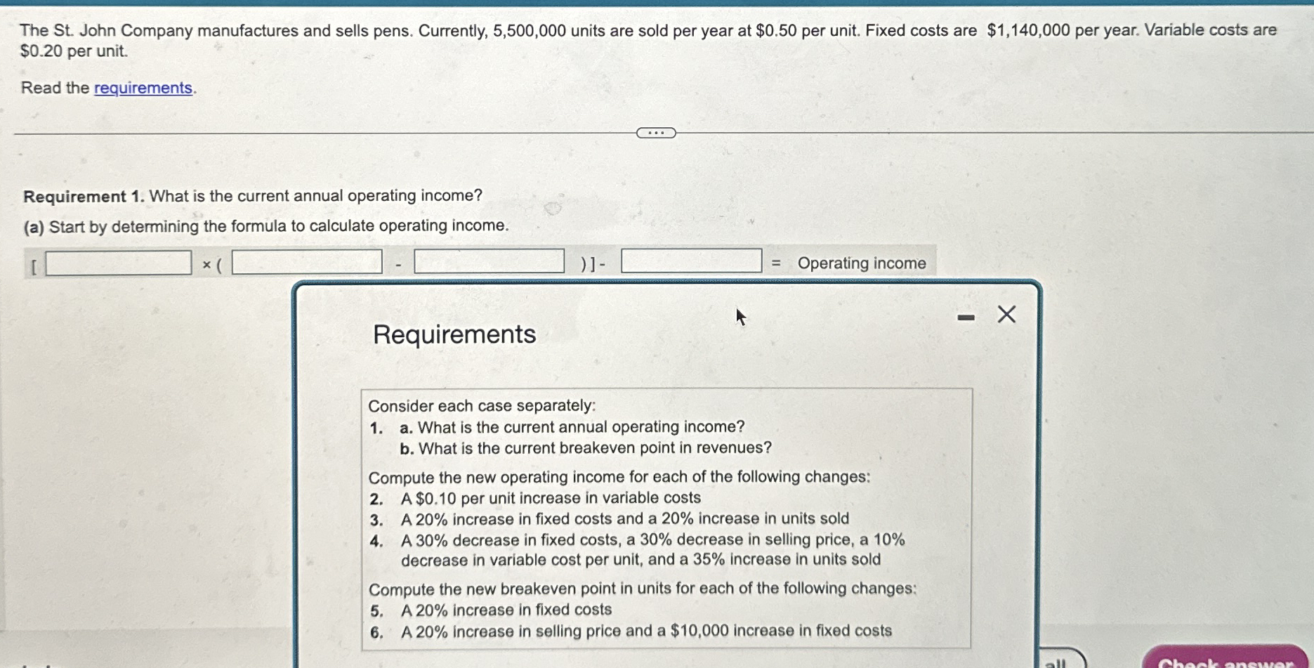  Requirements Consider each case separately: a. What is the current annual