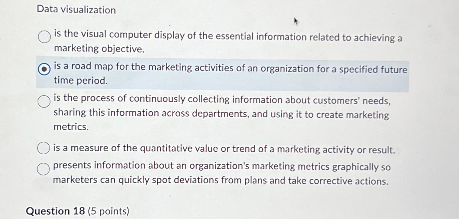  Data visualization is the visual computer display of the essential information