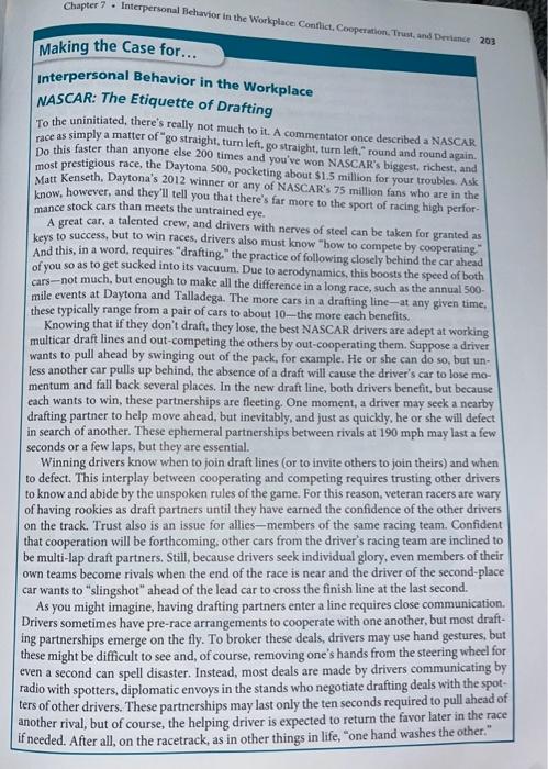  Chapter 7 - Interpersonal Behavior in the Workplace Conflict, Cooperation. Trust,