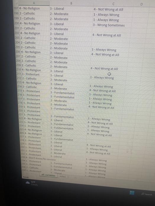 in Excel.) You must have pivot tables for absolute frequency counts, relative