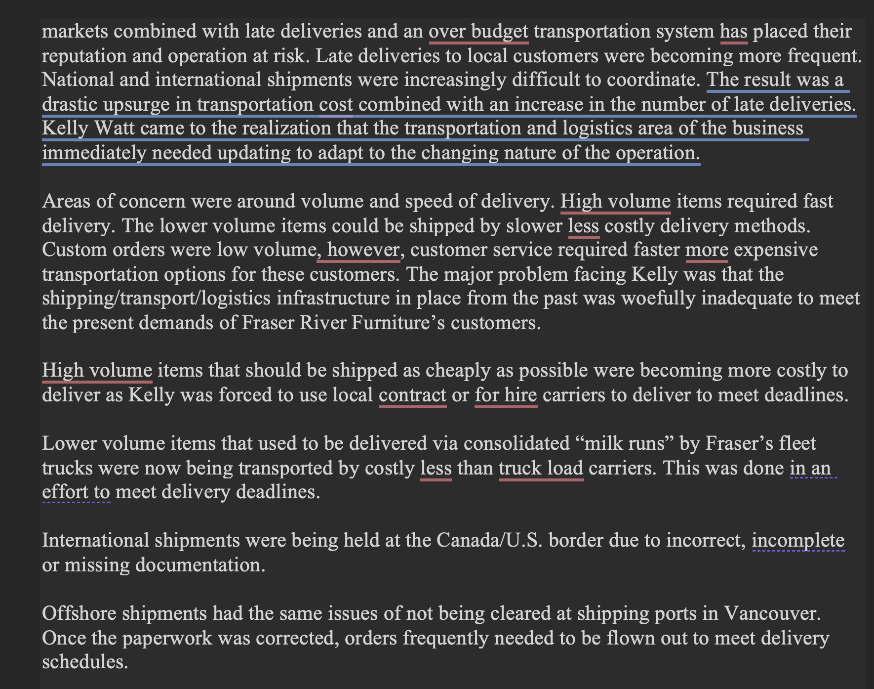 international, to global supplier are explored. As you read through the case,