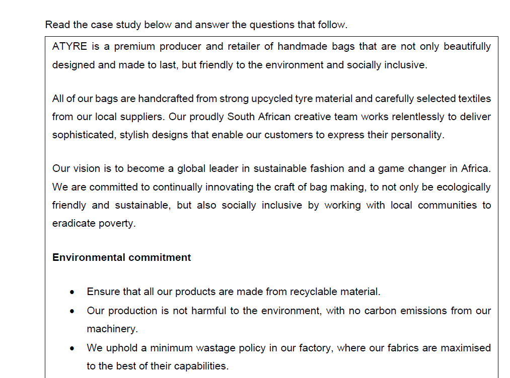 Read the case study below and answer the questions that follow.