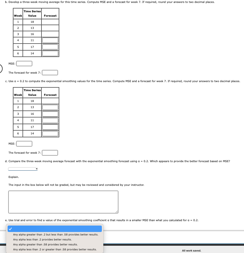 Consider the following time series data. . Use a=0.2 to compute the