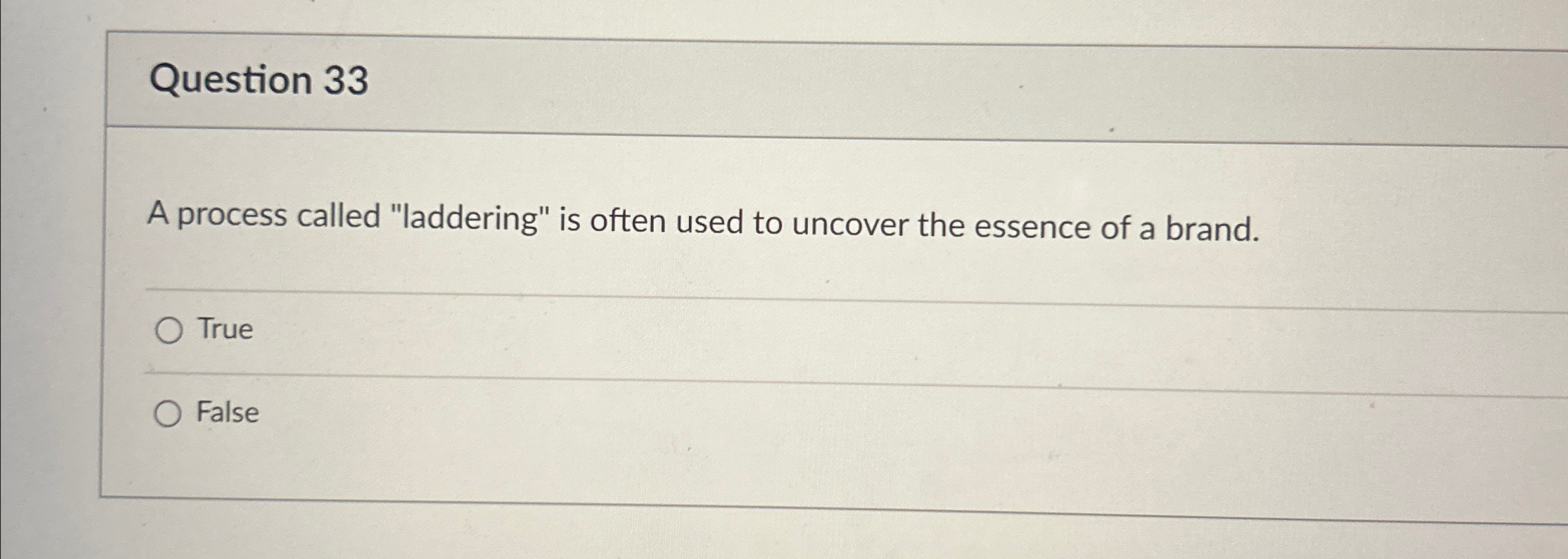  Question 33 A process called "laddering" is often used to uncover