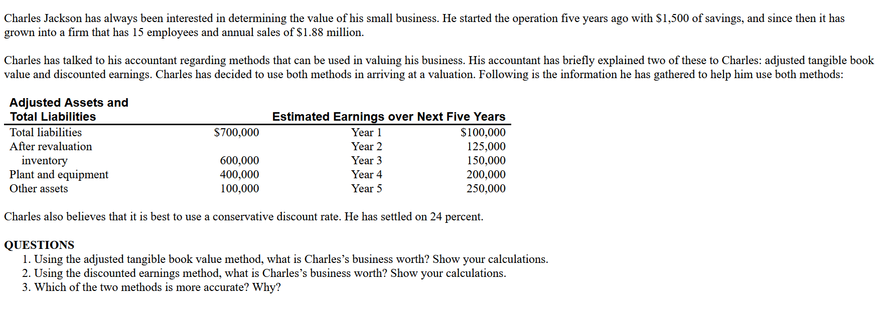  Charles Jackson has always been interested in determining the value of