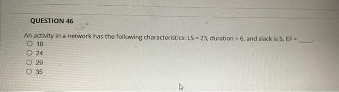 Please help me find the Early Finish (EF) An activity in a