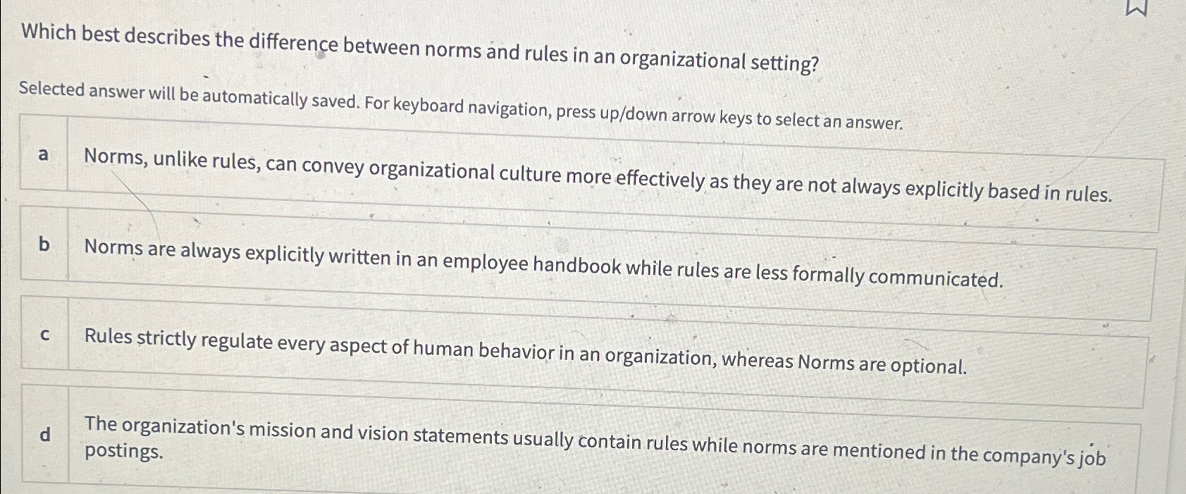  Which best describes the difference between norms and rules in an