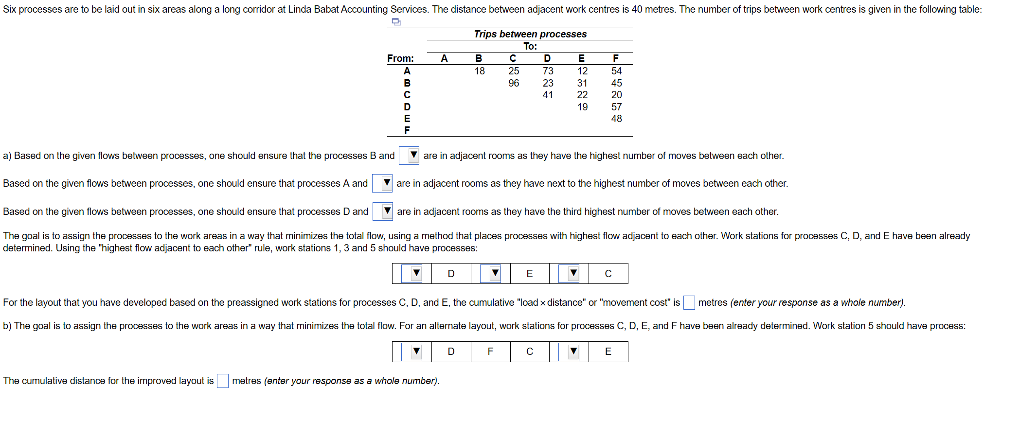  a) Based on the given flows between processes, one should ensure